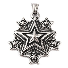 316 Surgical Stainless Steel Big Pendants, Star Charm