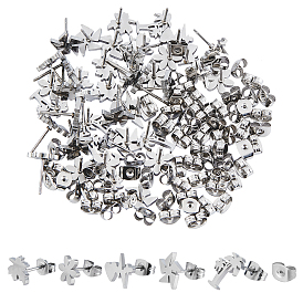 Unisex 304 Stainless Steel Stud Earrings, with Ear Nuts, Mixed Shapes
