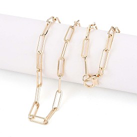 Латунные скрепки, изготовление колье из вытянутых удлиненных кабельных цепочек, с карабин-лобстерами 