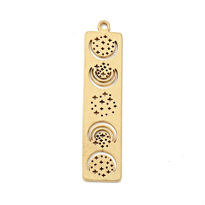 Pendentifs en laiton, rectangle avec lune et étoile
