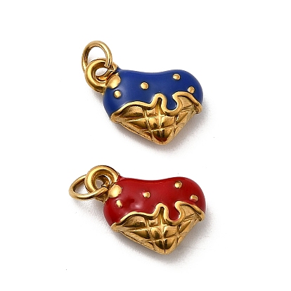 304 Подвески из нержавеющей стали с эмалевым покрытием (IP), прелести в форме сердца, реальный 18 k позолоченный