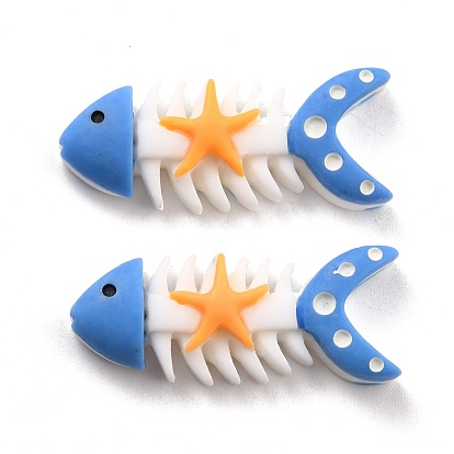 Cabuchones de resina opacos, Tema oceánico, espina de pescado con estrella de mar