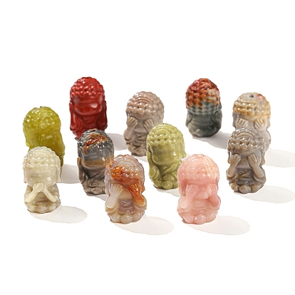 Резные бусины из натурального окрашенного алашанского агата, будды