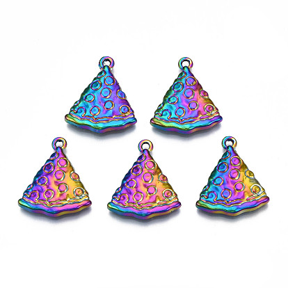 Rack Plating Rainbow Color Alloy Pendants, Cadmium Free & Nickel Free & Lead Free, Triangle Charms