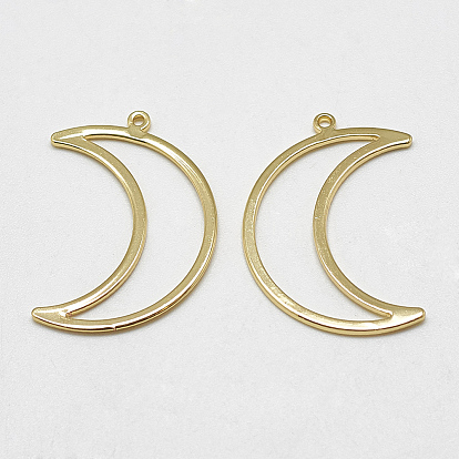 Латунные подвески с открытой спинкой, для diy уф смолы, эпоксидная смола, Прессованные цветочные украшения, без кадмия, без никеля и без свинца, луна, реальный 18 k позолоченный