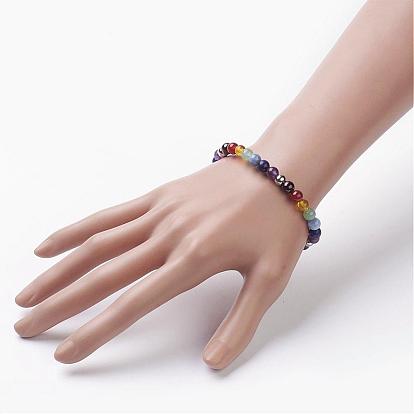Chakra Jewelry, Gemstone Stretch Bracelets, with 304 Stainless Steel Smooth Round Beads