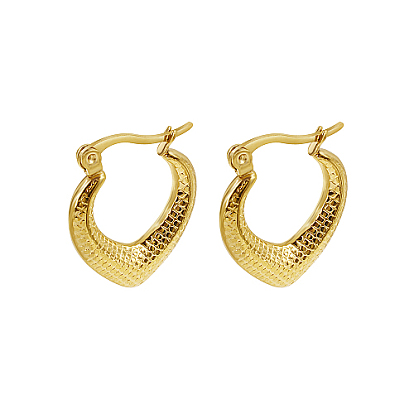 304 Stainless Steel Hoop Earrings for Women, Heart