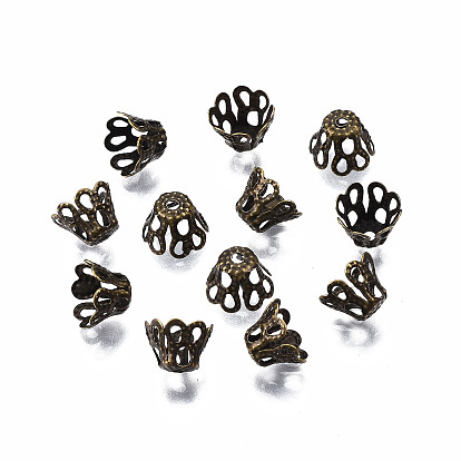 Чугунные колокольчики с филигранной отделкой для бусинок, причудливые шапочки для бус, цветок, 4-лепесток