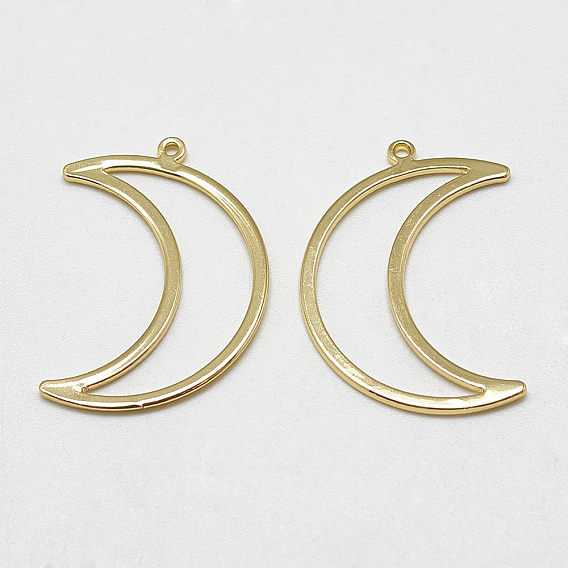 Латунные подвески с открытой спинкой, для diy уф смолы, эпоксидная смола, Прессованные цветочные украшения, без кадмия, без никеля и без свинца, луна, реальный 18 k позолоченный
