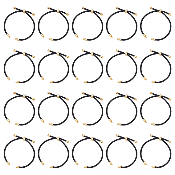 20 изготовление браслета-слайдера из нейлонового шнура, с металлическая фурнитурой, чёрные