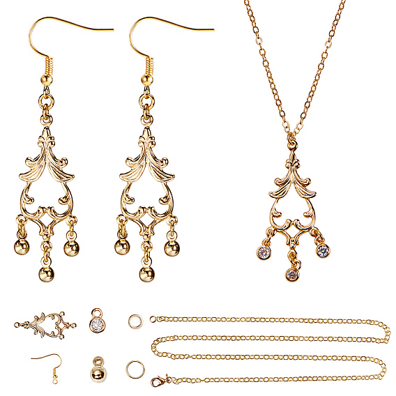 DIY Earring Making, with Brass Links and Charms, Brass Necklace Making, Brass Open Jump Rings and 304 Stainless Steel Open Jump Rings