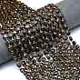 Природные бронзитом бисер нитей, граненый шестиугольный разрез, плоско-круглые, с бисером