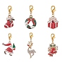 Christmas Theme Alloy Rhinestone & Enamel Pendant Decorations, with Alloy Lobster Claw Clasps, Mixed Shapes