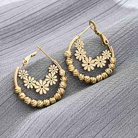 Серьги из 304 нержавеющей стали, цветок, ионное покрытие (ip)