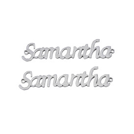 304 Stainless Steel Connector Charms, Word Samantha