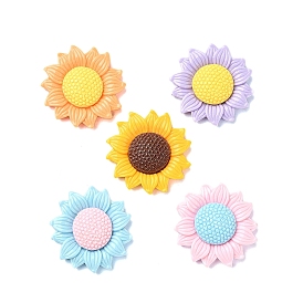 Opaque Resin Decoden Cabochons, Sunflower