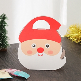 Santa Claus Shape Paper Bakery Boxes with Handle, Christmas Theme Gift Box, for Mini Cake, Cupcake, Cookie Packing