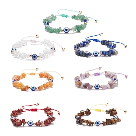7 pcs 7 ensemble de bracelets de perles tressées en résine et perles mélangées naturelles de style pcs, bracelets réglables en pierres précieuses pour femmes