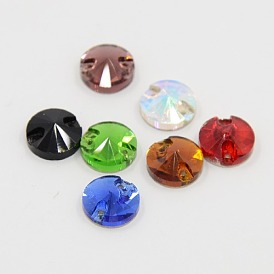 Sew on Rhinestone, Glass Rhinestone, Two Holes, Garments Accessories, Silver Bottom, Faceted, Half Round, 10x4mm, Hole: 1mm