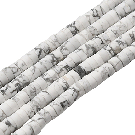 2 нити натуральные бусины говлита нити, матовые, Плоский круглый / диск, Heishi бусы