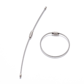 Fermoirs porte-clés en fil d'acier inoxydable, avec revêtement plastique, boucles de porte-clés de câble, pour accrocher une étiquette de bagage, porte-clés et porte-étiquettes