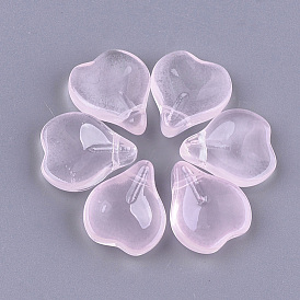 Transparent Spray Painted Glass Pendants, Petal