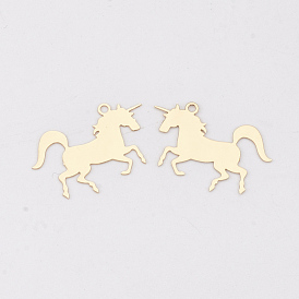 Brass Charms, Etched Metal Embellishments, Long-Lasting Plated, Unicorn