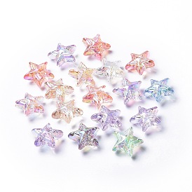Transparent Acrylic Beads, AB Color Plated, Star