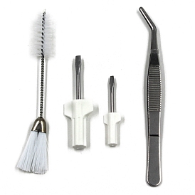 Sewing Machine Cleaning Tool Sets, including Double Head Nylon Brush, Screwdriver, Stainless Steel Tweezers