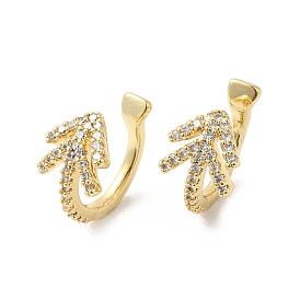 Clear Cubic Zirconia Arrow Cuff Earrings, Rack Plating Brass Jewelry, Long-Lasting Plated, Cadmium Free & Lead Free