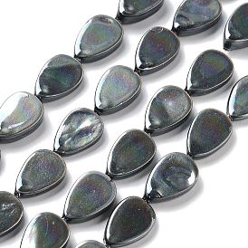 Natural Freshwater Shell Beads Strands with Enamel, Teardrop