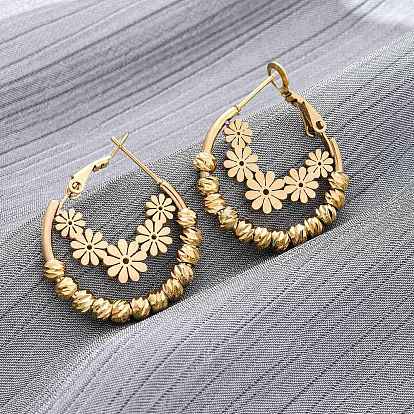 Серьги из 304 нержавеющей стали, цветок, ионное покрытие (ip)