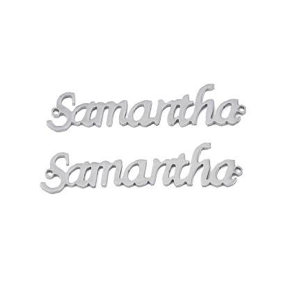 304 Stainless Steel Connector Charms, Word Samantha
