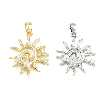 Messing micro pave klare zirkonia anhänger, Sonne mit Sternenzauber