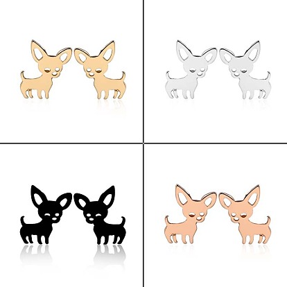 304 Stainless Steel Dog Stud Earrings for Women