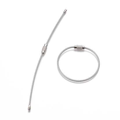 Fermoirs porte-clés en fil d'acier inoxydable, avec revêtement plastique, boucles de porte-clés de câble, pour accrocher une étiquette de bagage, porte-clés et porte-étiquettes