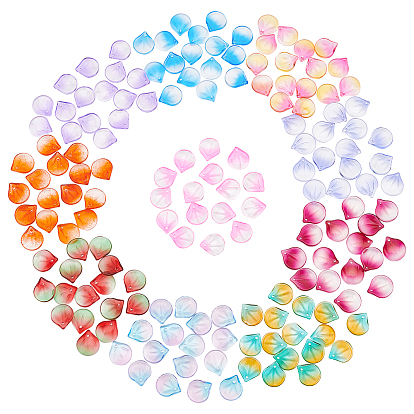 160Pcs 10 Style Glass Charms, for DIY Jewelry Making, Petal