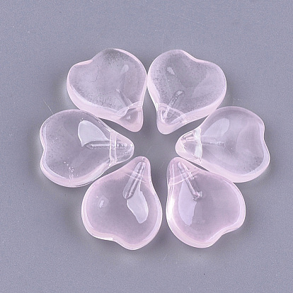 Transparent Spray Painted Glass Pendants, Petal