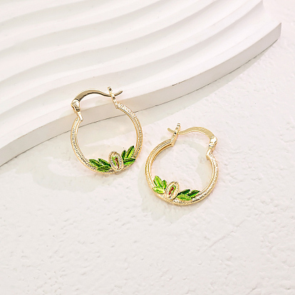 Модное латунное кольцо с серьгами-кольцами в форме листьев