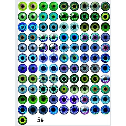 Cabochons en verre transparent imprimé, demi-rond avec motif oeil