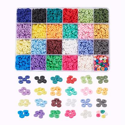 4224 pcs 24 couleurs perles d'argile polymère faites à la main, disque / plat rond, perles heishi, pour les fournitures de bricolage bijoux artisanat