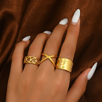 Модное латунное открытое кольцо-манжета с полым сердцем для женщин