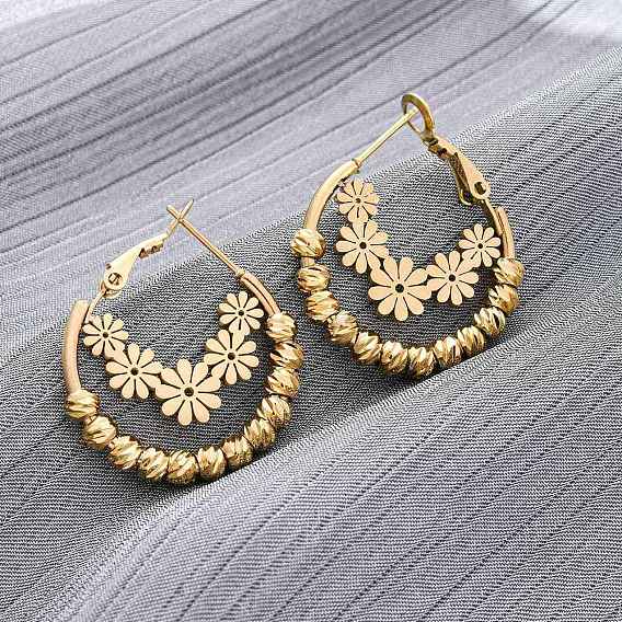 Серьги из 304 нержавеющей стали, цветок, ионное покрытие (ip)