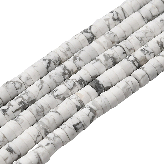 2 нити натуральные бусины говлита нити, матовые, Плоский круглый / диск, Heishi бусы