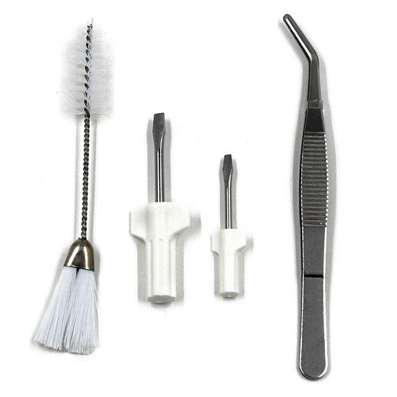 Sewing Machine Cleaning Tool Sets, including Double Head Nylon Brush, Screwdriver, Stainless Steel Tweezers