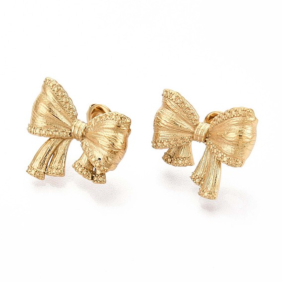 304 из нержавеющей стали серьги, ионное покрытие (ip), бантом