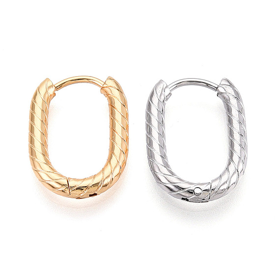 Серьги из 304 нержавеющей стали, текстурированный овал