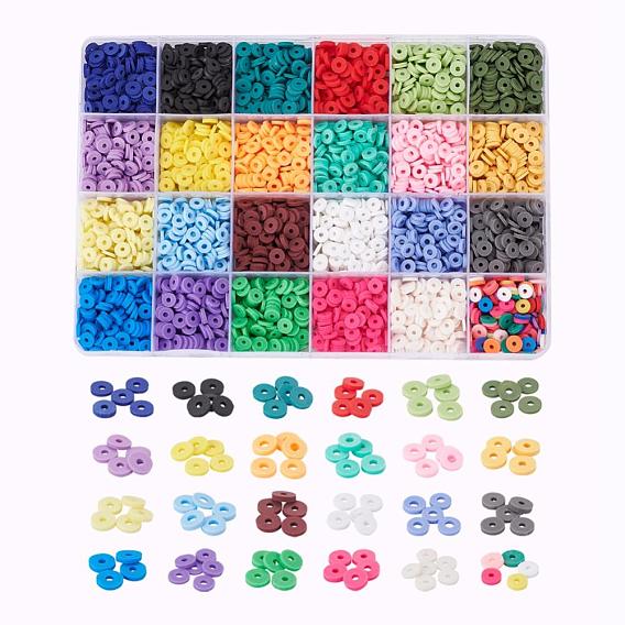 4224Pcs 24 Colors Handmade Polymer Clay Beads, Disc/Flat Round, Heishi Beads, for DIY Jewelry Crafts Supplies