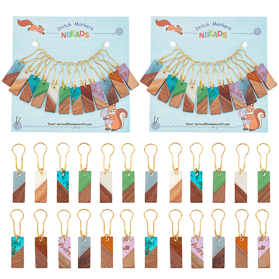 Прямоугольные подвески из смолы и орехового дерева с замком маркеры петель, с золотистыми железными булавками для килта