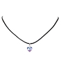Glass Heart Pendant Necklaces, with Imitation Leather Cord